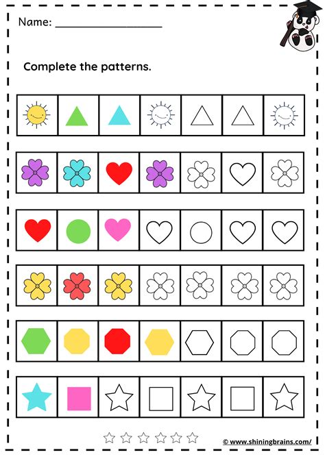 Free Pattern Worksheets For Preschool Kindergarten And First Patterns For First Grade - Patterns For First Grade