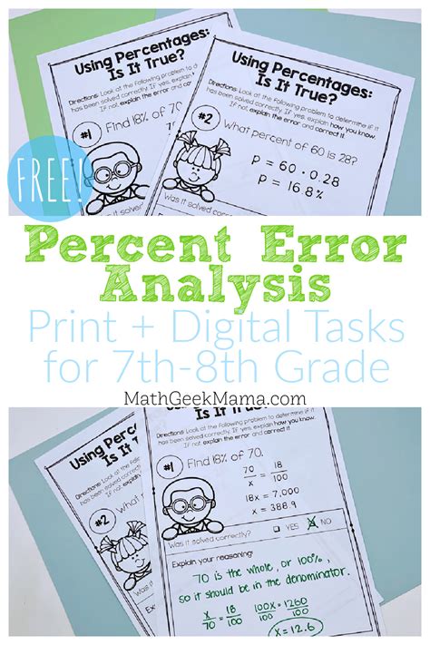 Free Percent Error Analysis Tasks Grade 7 8 Of Error Worksheet 7th Grade - Of Error Worksheet 7th Grade