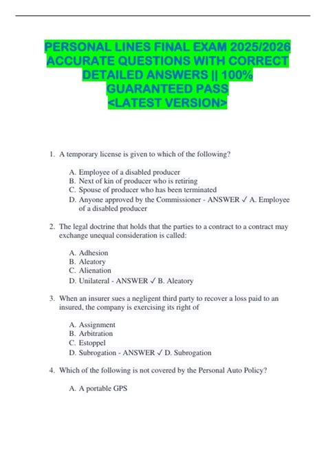 free personal lines practice exam testeachers online