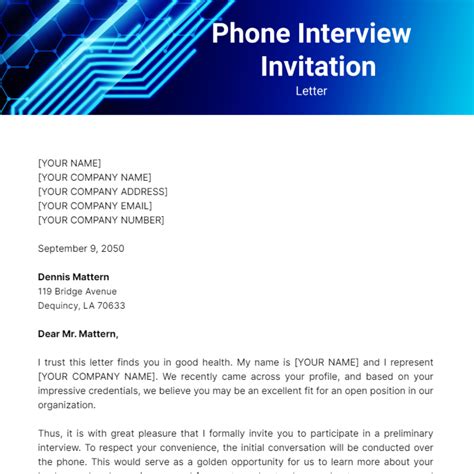 free phone interview invitation email template in 2021 Interview