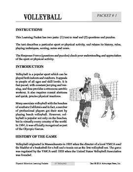 Free Physical Education Learning Packets