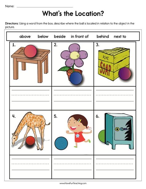Free Positional Words Worksheets For Kindergarten Positional Words Worksheet - Positional Words Worksheet
