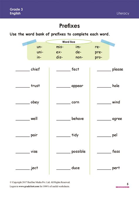 Free Prefix Worksheets For Third Grade Prefix Grade 4 Worksheet - Prefix Grade 4 Worksheet
