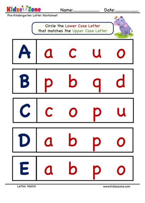 Free Preschool Alphabet Letter Matching Worksheets With Pictures Learn Alphabets With Pictures - Learn Alphabets With Pictures