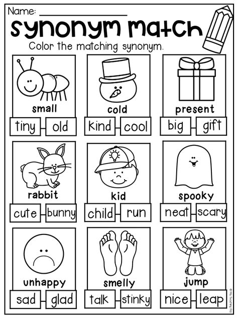 Free Preschool Amp Kindergarten Synonyms And Antonyms Worksheets Synonyms Worksheet   Kindergarten - Synonyms Worksheet - Kindergarten
