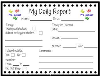 Free Preschool Daily Sheet Tpt Preschool Daily Sheets - Preschool Daily Sheets