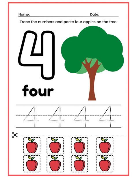 Free Preschool Kindergarten Number 4 Worksheet Number 4 Worksheets For Preschool - Number 4 Worksheets For Preschool