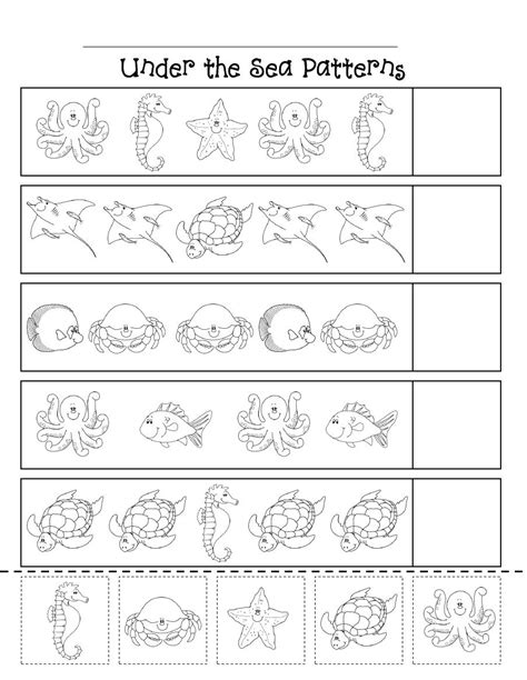 Free Preschool Math Pattern Worksheet Sea Animals Patterns Worksheets Preschool - Patterns Worksheets Preschool