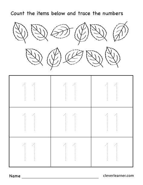 Free Preschool Number 11 Worksheets Trace Amp Count Number 11 Preschool Worksheets - Number 11 Preschool Worksheets