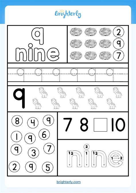Free Preschool Number Nine Learning Worksheet Worksheet  9 Preschool - Worksheet #9 Preschool