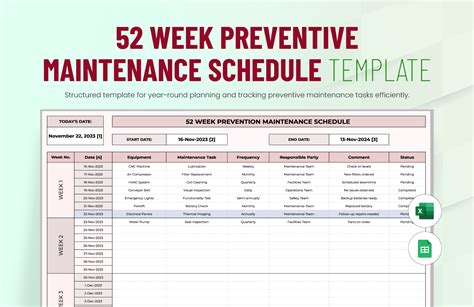 Free Preventive Maintenance Schedule Template Excel