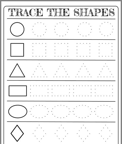 Free Prinable Shape Tracing Worksheets Kindergarten Worksheets And Preschool Tracing Shapes Worksheets - Preschool Tracing Shapes Worksheets