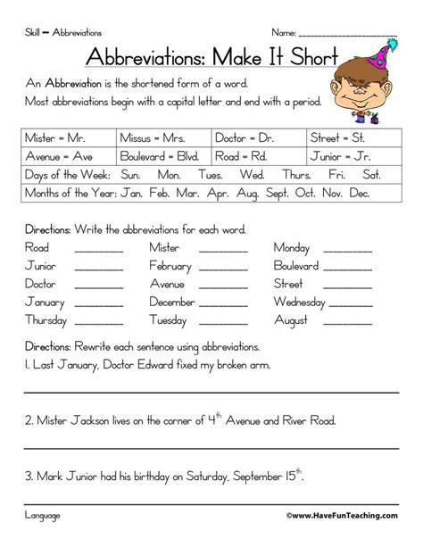 Free Printable Abbreviations Worksheets For 2nd Grade Quizizz Printable Abbreviation Worksheet Second Grade - Printable Abbreviation Worksheet Second Grade