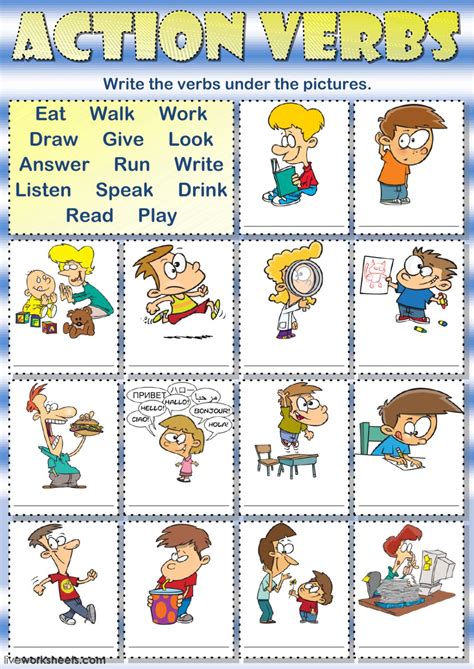 Free Printable Action Verbs Worksheets For 1st Grade Verbs Worksheets 1st Grade - Verbs Worksheets 1st Grade