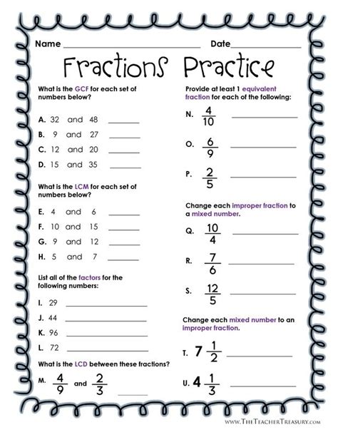 Free Printable Algebra Worksheets Fractions Lcm Of Fractions Worksheets - Lcm Of Fractions Worksheets