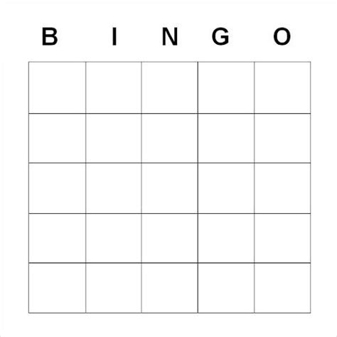 free printable and virtual 5x5 bingo templates