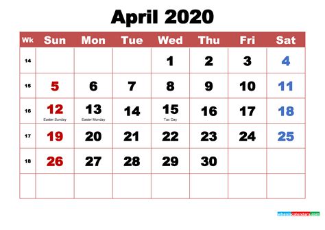 Free Printable April 2020 Calendar 12 Awesome Designs April Calendar For Kids - April Calendar For Kids