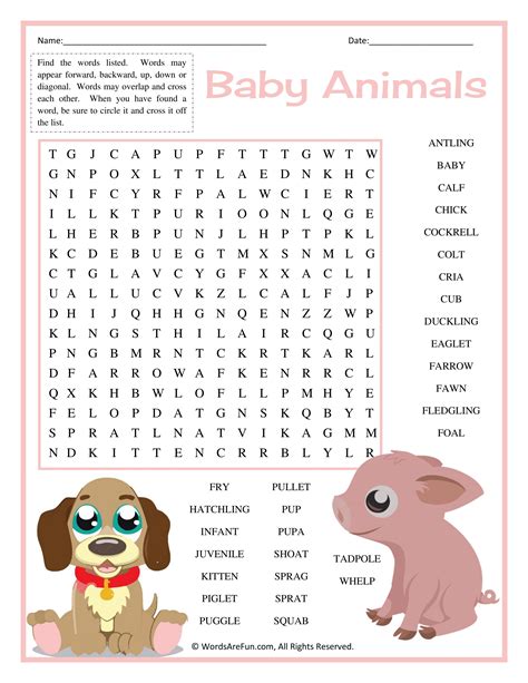 Free Printable Baby Animal Word Search Game Printable Animal Word Search - Printable Animal Word Search