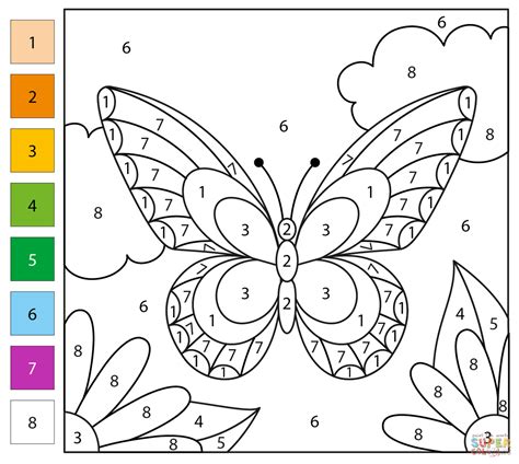 Free Printable Butterfly Color By Number Worksheets Homeschool Paint By Number Preschool - Paint By Number Preschool
