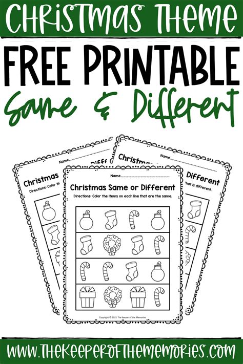 Free Printable Christmas Same And Different Worksheets The Same And Different Worksheets For Preschoolers - Same And Different Worksheets For Preschoolers