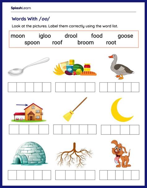 Free Printable Color By Oo Sound Words Worksheet Oo Sound Words With Pictures - Oo Sound Words With Pictures