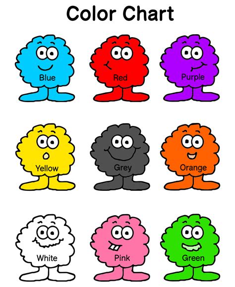 Free Printable Color Chart For Preschool Tpt Color Chart For Kindergarten - Color Chart For Kindergarten