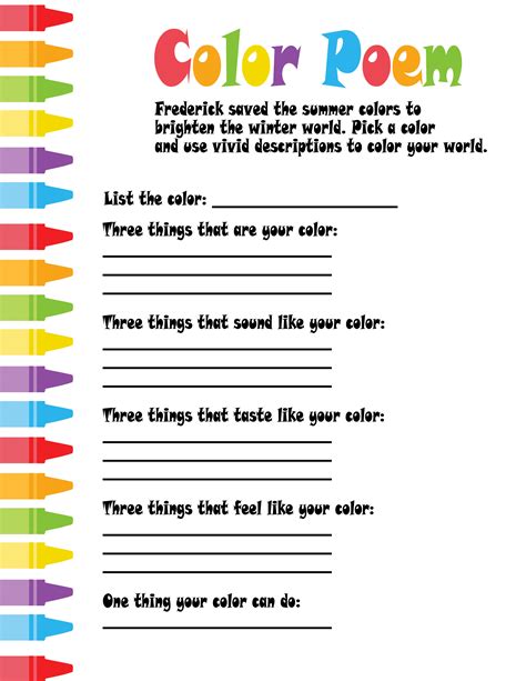 Free Printable Color Poems Worksheets For Kids Poem Worksheets 4th Grade - Poem Worksheets 4th Grade