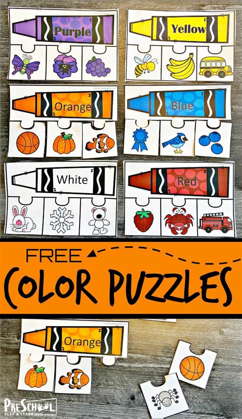 Free Printable Color Puzzles Fun Color Activity For Preschool Puzzle Worksheets For Kindergarten - Preschool Puzzle Worksheets For Kindergarten