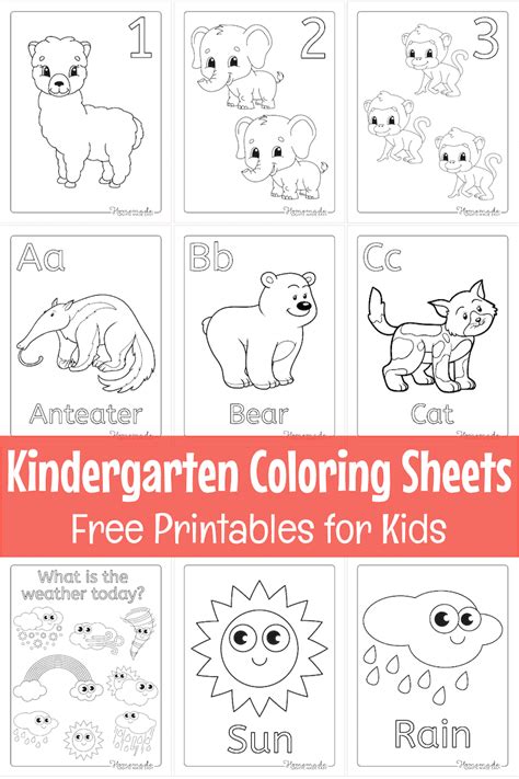 Free Printable Coloring Sheets For Kindergartners Homemade Gifts Kindergarten Color Sheets - Kindergarten Color Sheets