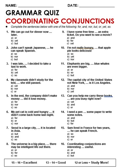Free Printable Coordinating Conjunctions Worksheets Quizizz Coordinating Conjunctions Worksheet 6th Grade - Coordinating Conjunctions Worksheet 6th Grade