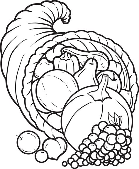 Free Printable Cornucopia Coloring Pages For Kids And Horn Of Plenty Coloring Page - Horn Of Plenty Coloring Page