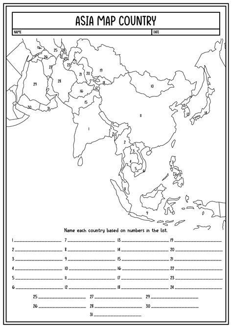 Free Printable Countries In Asia Worksheets For 7th 7th Grade Geography Worksheet - 7th Grade Geography Worksheet