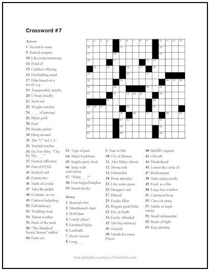 Free Printable Crossword Puzzle 7 Printable Crossword Puzzles Pop Culture Crossword Puzzles Printable - Pop Culture Crossword Puzzles Printable