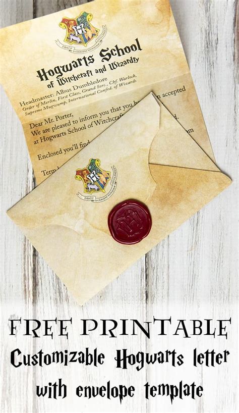 free printable customizable hogwarts letter and envelope harry potter