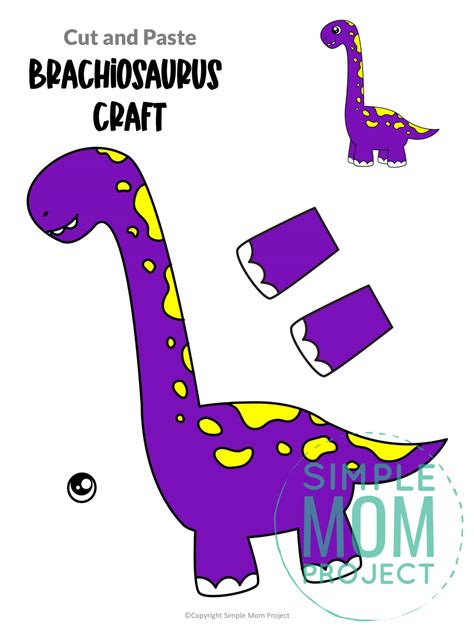Free Printable Cut And Paste Brachiosaurus Craft Simple Cut And Paste Dinosaur - Cut And Paste Dinosaur