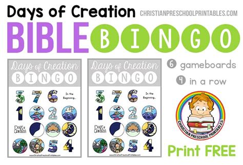 Free Printable Days Of Creation Bingo For Kids Days Of Creation Worksheet - Days Of Creation Worksheet
