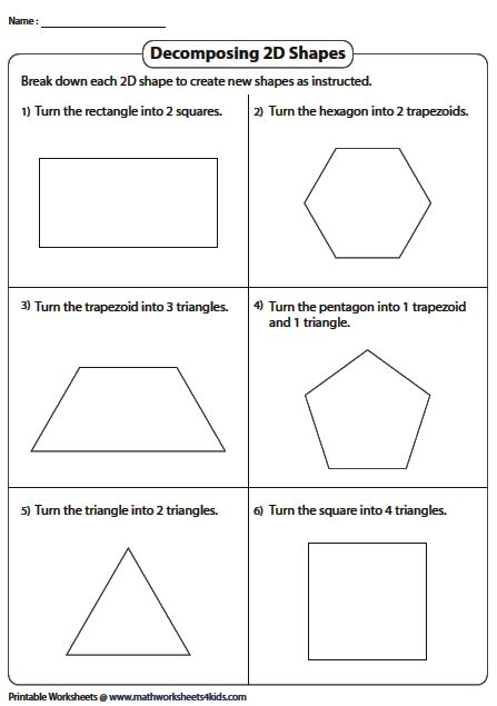 Free Printable Decomposing Shapes Worksheets For 1st Grade First Grade Composite Shapes Worksheet - First Grade Composite Shapes Worksheet