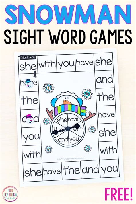 Free Printable Digraph Game Snowman Spin And Build Kindergarten Digraphs - Kindergarten Digraphs