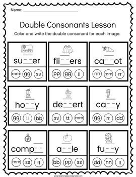 Free Printable Double Consonants Worksheets For 1st Grade Double Consonant Worksheet 1st Grade - Double Consonant Worksheet 1st Grade