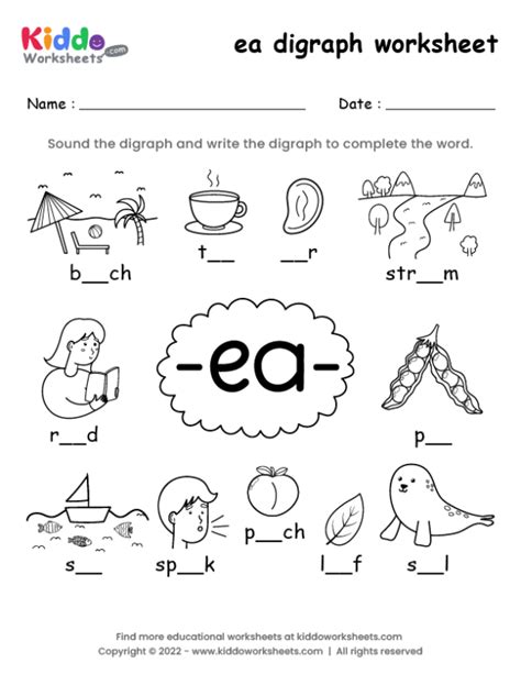 Free Printable Ea Digraph Worksheet Kiddoworksheets Ea Words For Kids - Ea Words For Kids