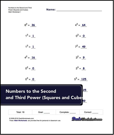 Free Printable Exponents And Prower Of Ten Math Powers Worksheet Grade 6 - Powers Worksheet Grade 6