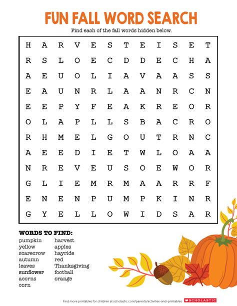 Free Printable Fall Word Search Amp Coloring Page Printable Fall Word Search - Printable Fall Word Search