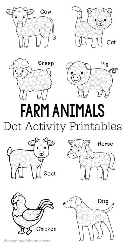 Free Printable Farm Animal Dot Marker Coloring Pages Farm Coloring Pages For Toddlers - Farm Coloring Pages For Toddlers