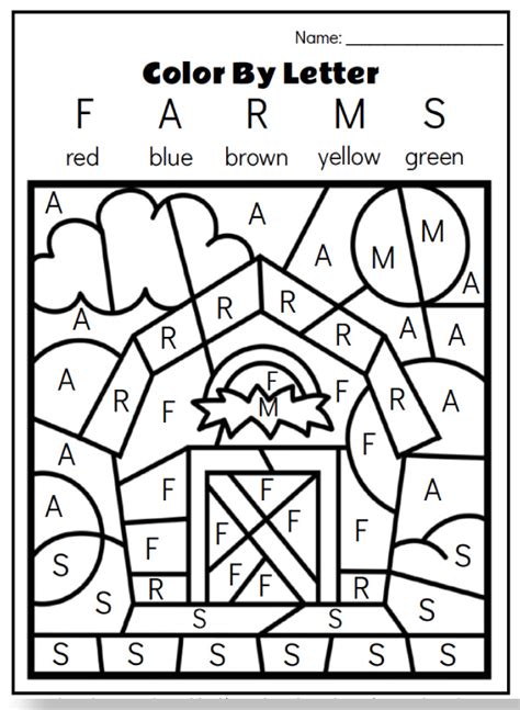 Free Printable Farm Color By Letter Worksheets For Farm Coloring Book Printable - Farm Coloring Book Printable
