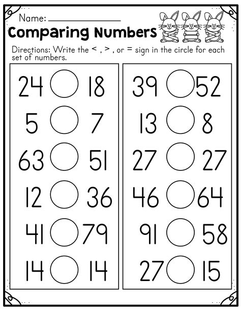 Free Printable First Grade Comparing Numbers Worksheets Greater Than First Grade Worksheet - Greater Than First Grade Worksheet