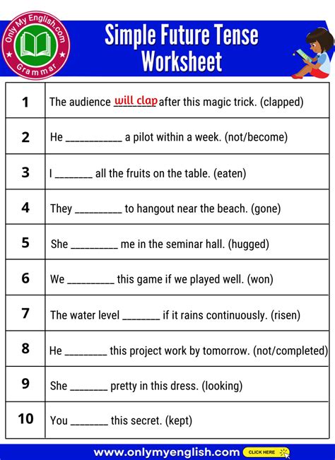 Free Printable Future Tense Verbs Worksheets For 1st Verbs Worksheet For First Grade - Verbs Worksheet For First Grade