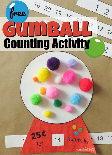 Free Printable Gumball Counting Activity For Preschool And Gumball Kindergarten - Gumball Kindergarten