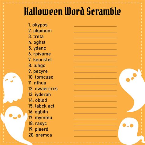 Free Printable Halloween Word Scramble Halloween Word Scramble Hard - Halloween Word Scramble Hard