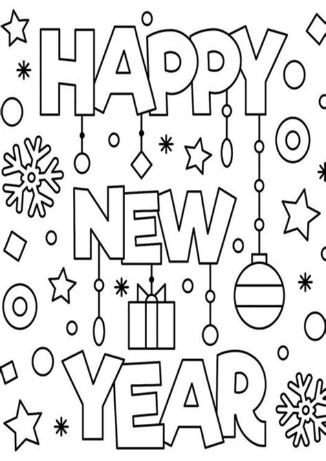 Free Printable Happy New Year Coloring Pages For New Year Color Sheet - New Year Color Sheet