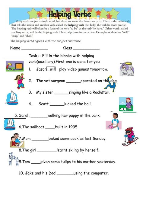Free Printable Helping Verbs Worksheets For 5th Grade Worksheet On Verbs For Grade 5 - Worksheet On Verbs For Grade 5